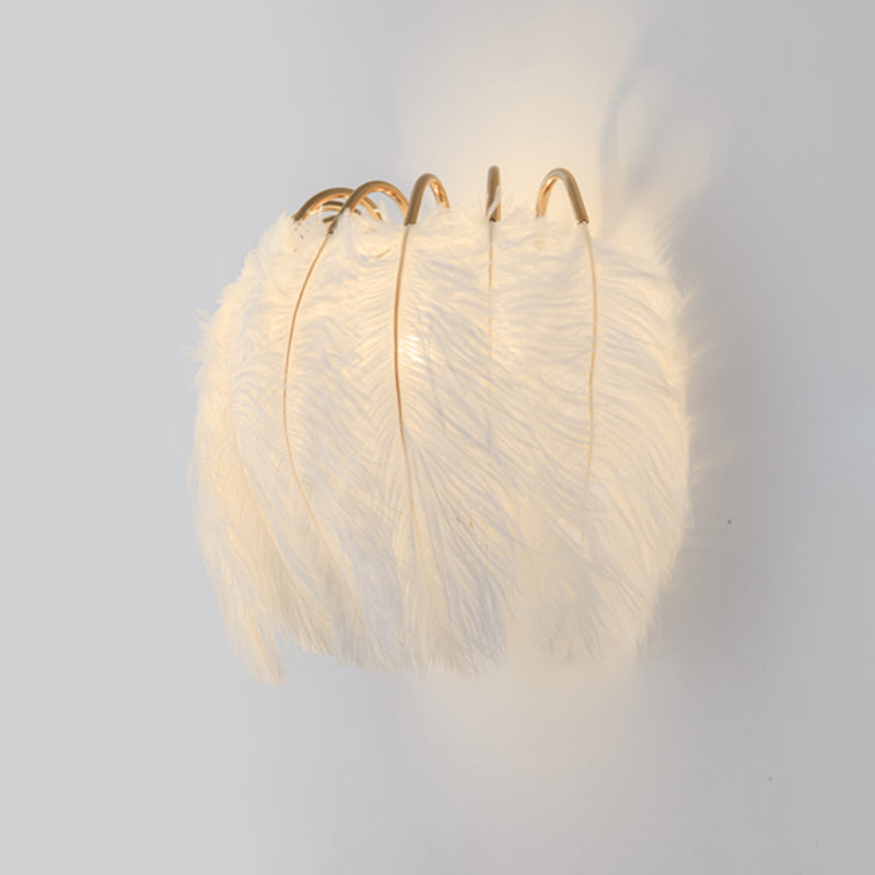 Nordic Feather Wall Mount Light 1 Light Ambient Lighting Wall Lamp for Bedroom