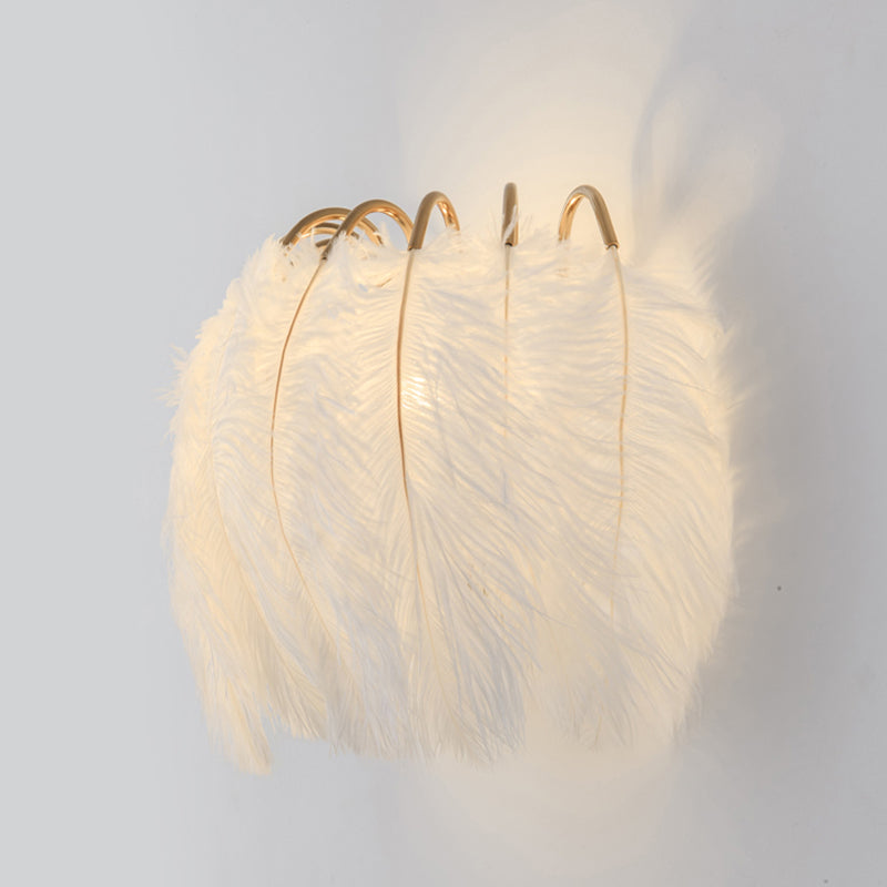 Nordic Feather Wall Mount Light 1 Light Ambient Lighting Wall Lamp for Bedroom