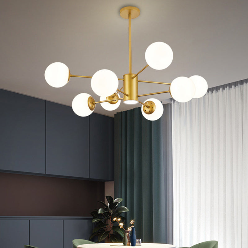 Verstellbare hängende Kabelkronleuchter leichte moderne Einfachheit Sputnik weißer Glasdecke für Restaurant