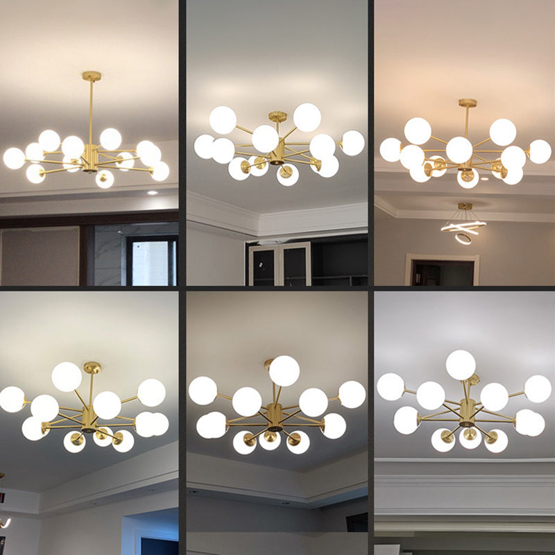 Verstellbare hängende Kabelkronleuchter leichte moderne Einfachheit Sputnik weißer Glasdecke für Restaurant