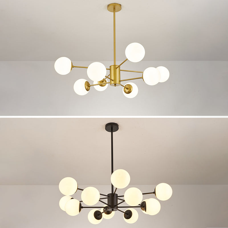 Verstellbare hängende Kabelkronleuchter leichte moderne Einfachheit Sputnik weißer Glasdecke für Restaurant