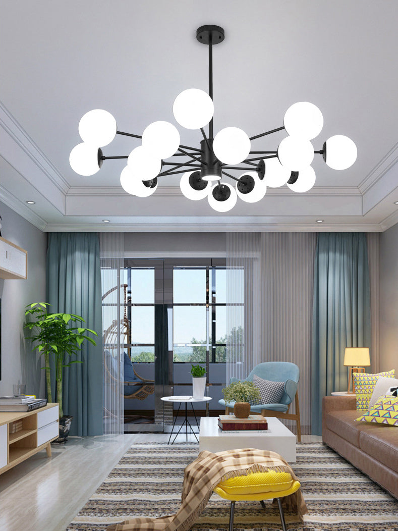 Verstellbare hängende Kabelkronleuchter leichte moderne Einfachheit Sputnik weißer Glasdecke für Restaurant