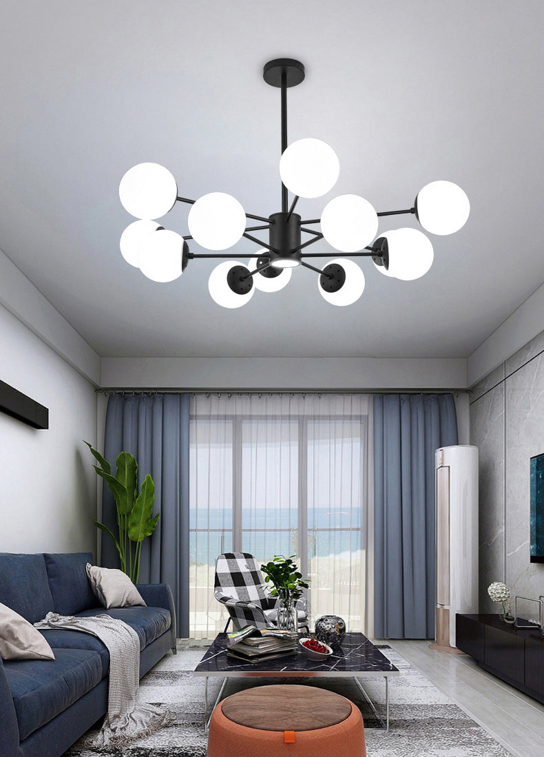 Verstellbare hängende Kabelkronleuchter leichte moderne Einfachheit Sputnik weißer Glasdecke für Restaurant