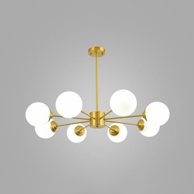 Nordic Simple Hanging Globe-Shaped Chandelier Pendant Light Milky Glass Ceiling Lights Fixture for Restaurant