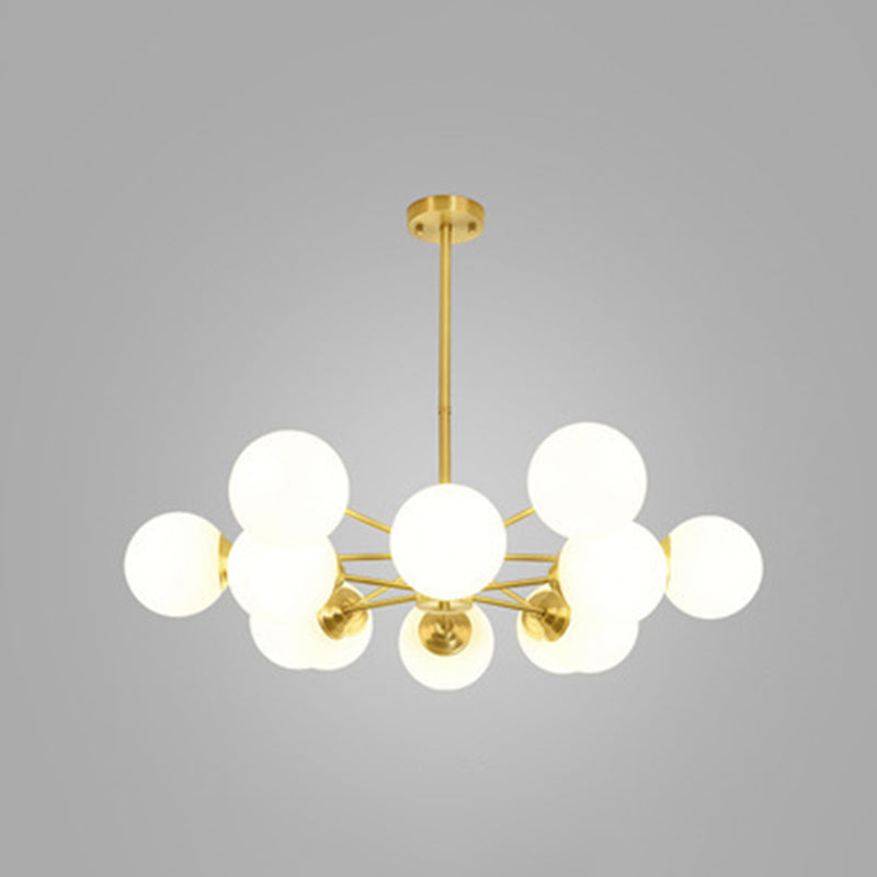 Nordic Simple Hanging Globe-Shaped Chandelier Pendant Light Milky Glass Ceiling Lights Fixture for Restaurant