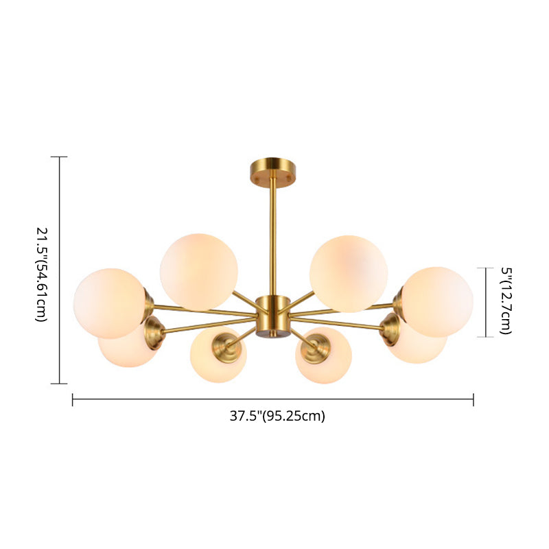 Nordic Simple Hanging Globe-Shaped Chandelier Pendant Light Milky Glass Ceiling Lights Fixture for Restaurant