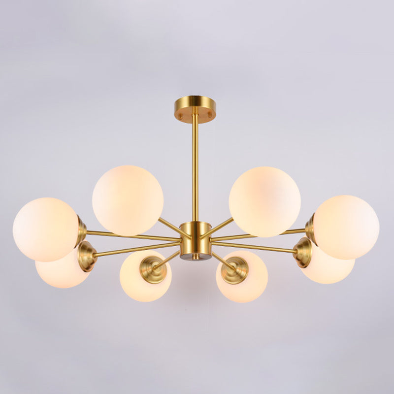 Nordic Simple Hanging Globe-Shaped Chandelier Pendant Light Milky Glass Ceiling Lights Fixture for Restaurant