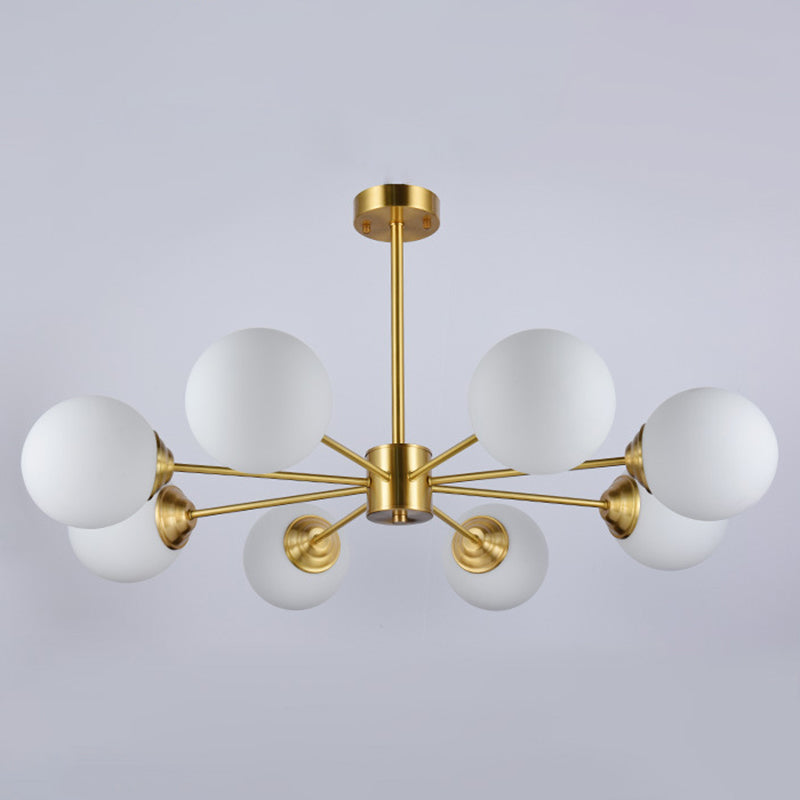Nordic Simple Hanging Globe-Shaped Chandelier Pendant Light Milky Glass Ceiling Lights Fixture for Restaurant