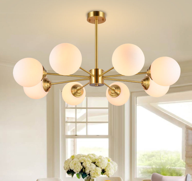 Nordic Simple Hanging Globe-Shaped Chandelier Pendant Light Milky Glass Ceiling Lights Fixture for Restaurant