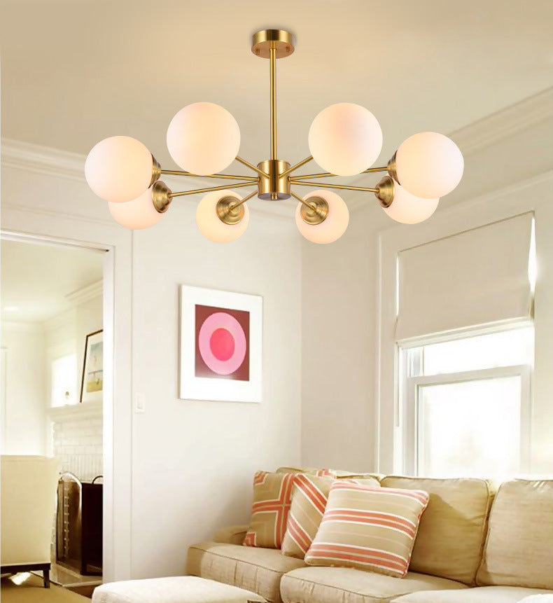 Nordic Simple Hanging Globe-Shaped Chandelier Pendant Light Milky Glass Ceiling Lights Fixture for Restaurant