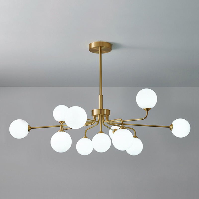 Modern Simplicity Sputnik Pendant Chandelier Opal Glass Hanging Light Fixture for Living Room