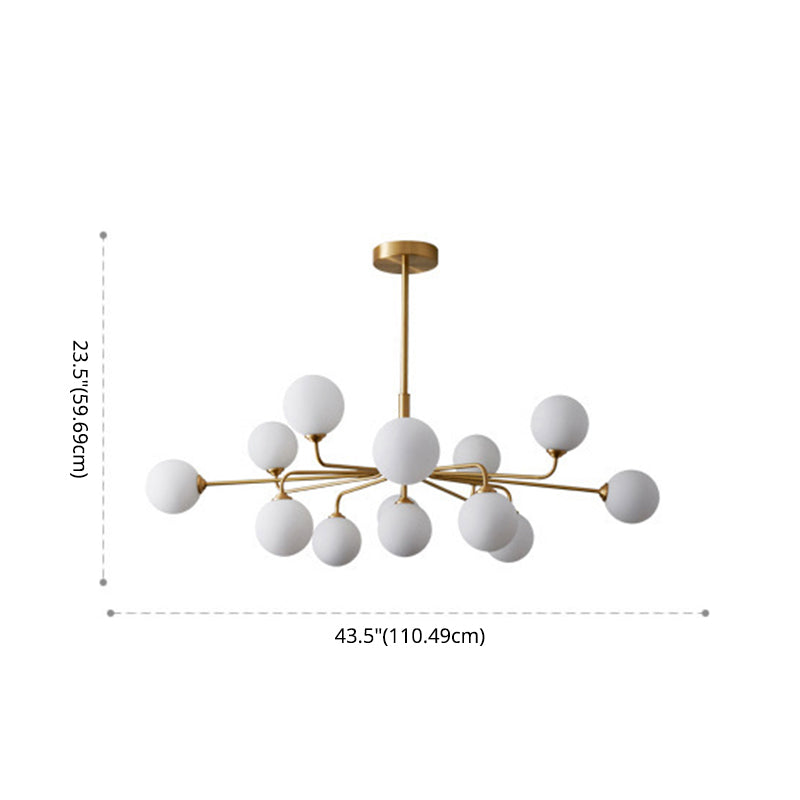 Modern Simplicity Sputnik Pendant Chandelier Opal Glass Hanging Light Fixture for Living Room