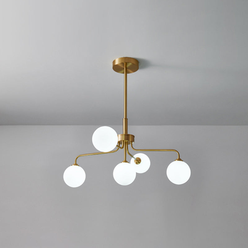 Modern Simplicity Sputnik Pendant Chandelier Opal Glass Hanging Light Fixture for Living Room