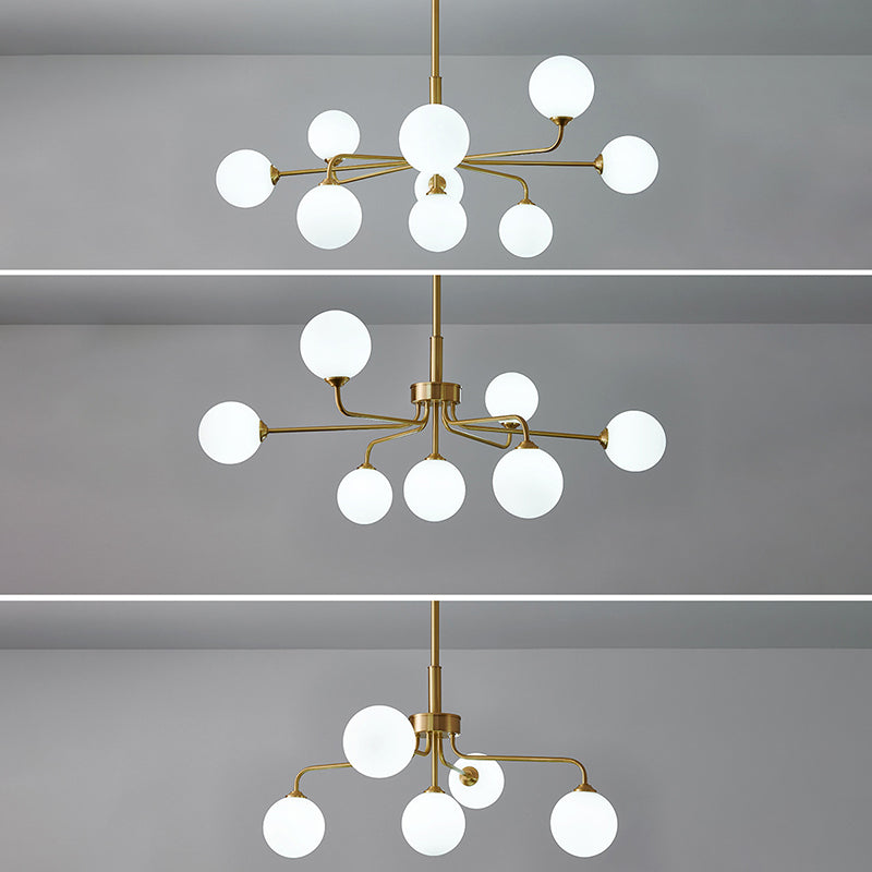 Modern Simplicity Sputnik Pendant Chandelier Opal Glass Hanging Light Fixture for Living Room