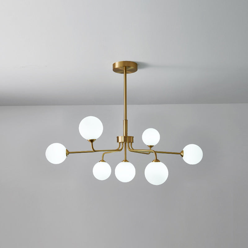 Modern Simplicity Sputnik Pendant Chandelier Opal Glass Hanging Light Fixture for Living Room