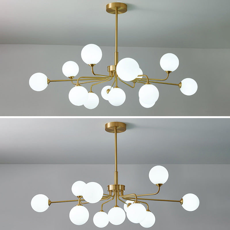 Modern Simplicity Sputnik Pendant Chandelier Opal Glass Hanging Light Fixture for Living Room