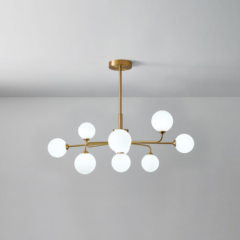 Modern Simplicity Sputnik Pendant Chandelier Opal Glass Hanging Light Fixture for Living Room