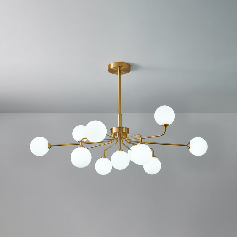 Modern Simplicity Sputnik Pendant Chandelier Opal Glass Hanging Light Fixture for Living Room