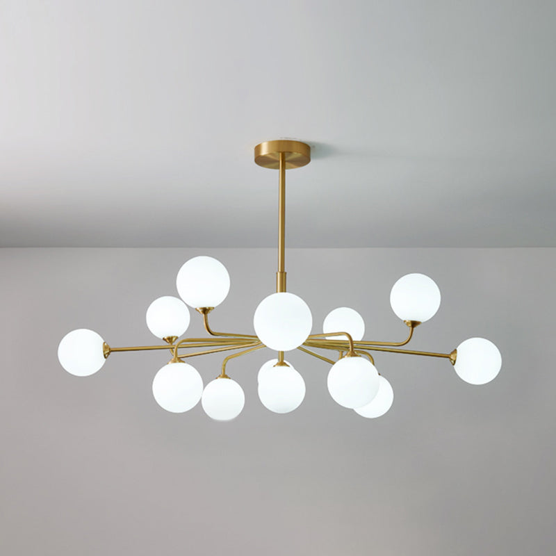 Modern Simplicity Sputnik Pendant Chandelier Opal Glass Hanging Light Fixture for Living Room