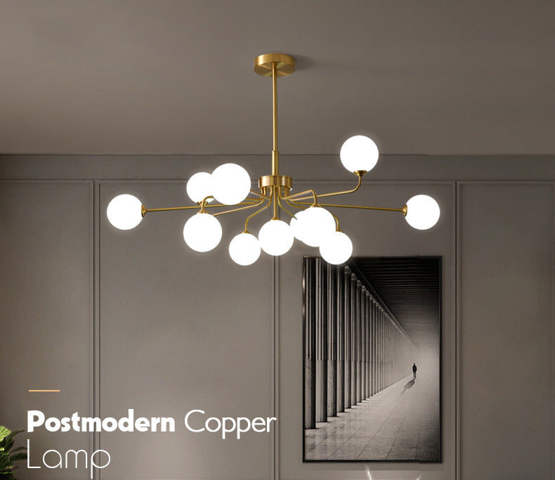 Modern Simplicity Sputnik Pendant Chandelier Opal Glass Hanging Light Fixture for Living Room