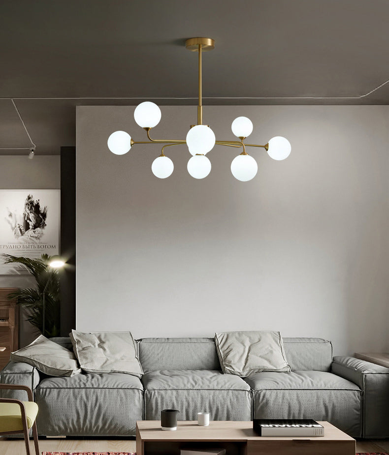 Modern Simplicity Sputnik Pendant Chandelier Opal Glass Hanging Light Fixture for Living Room