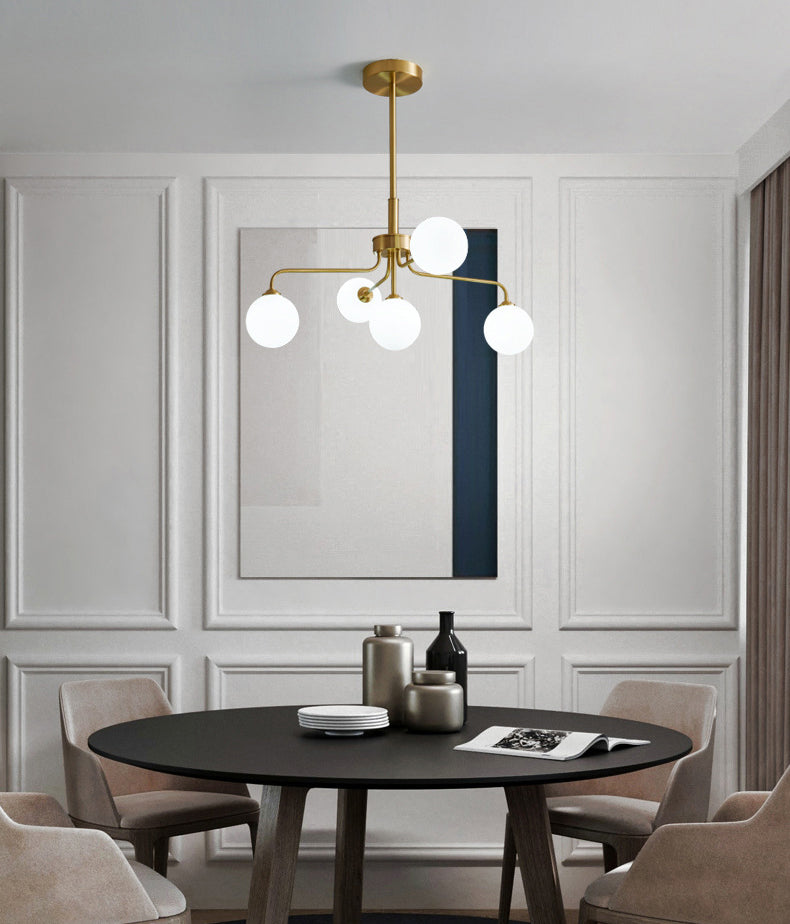 Modern Simplicity Sputnik Pendant Chandelier Opal Glass Hanging Light Fixture for Living Room