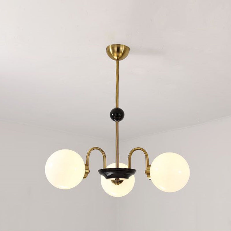 Vintage Simplicity Round Ceiling Chandelier Milk Glass Hanging Light for Living Room