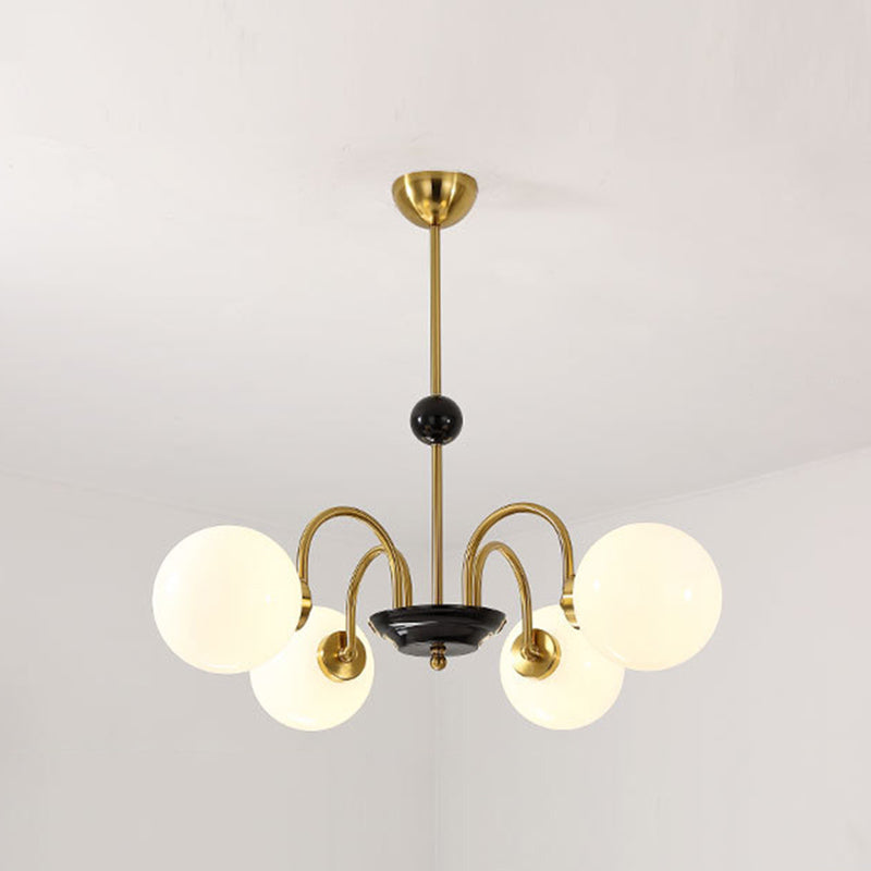 Vintage Simplicity Round Ceiling Chandelier Milk Glass Hanging Light for Living Room