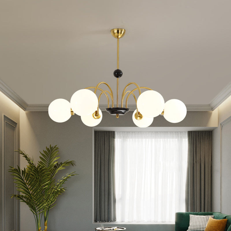 Vintage Simplicity Round Ceiling Chandelier Milk Glass Hanging Light for Living Room