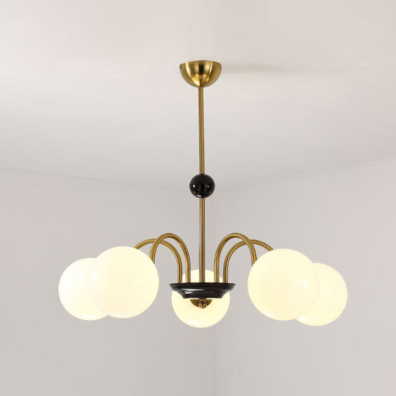 Vintage Simplicity Round Ceiling Chandelier Milk Glass Hanging Light for Living Room