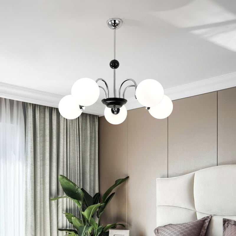 Vintage Simplicity Round Ceiling Chandelier Milk Glass Hanging Light for Living Room