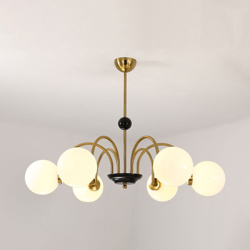 Vintage Simplicity Round Ceiling Chandelier Milk Glass Hanging Light for Living Room