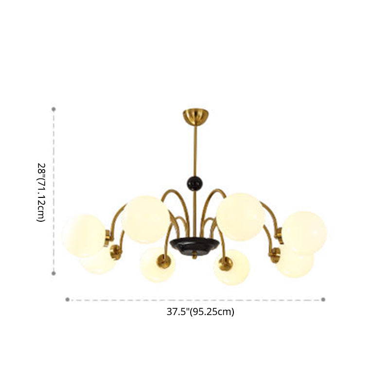 Vintage Simplicity Round Ceiling Chandelier Milk Glass Hanging Light for Living Room