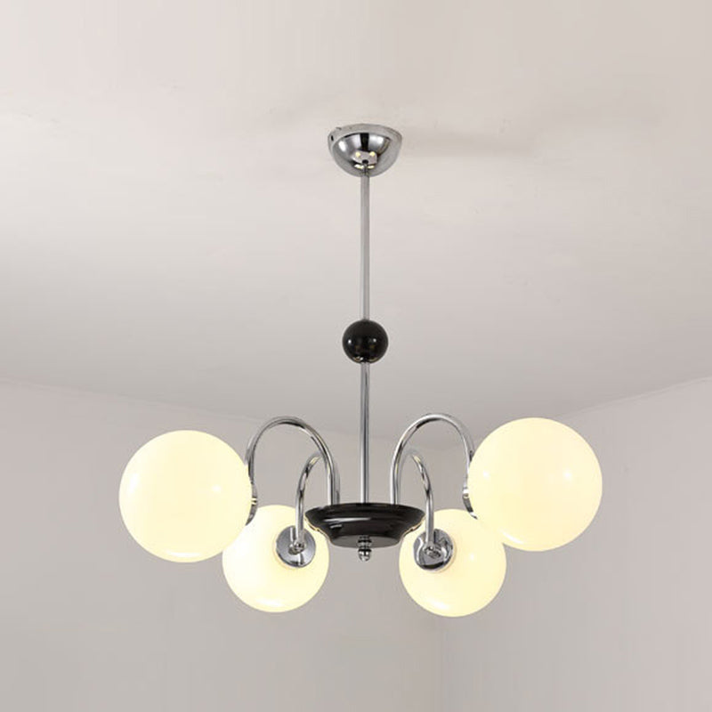 Vintage Simplicity Round Ceiling Chandelier Milk Glass Hanging Light for Living Room