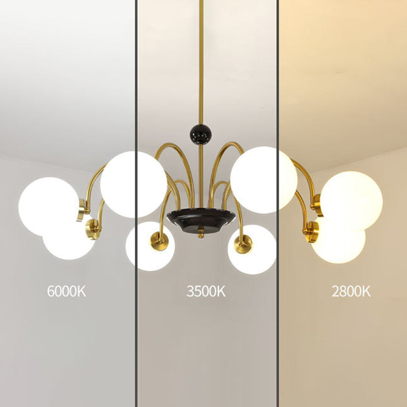 Vintage Simplicity Round Ceiling Chandelier Milk Glass Hanging Light for Living Room