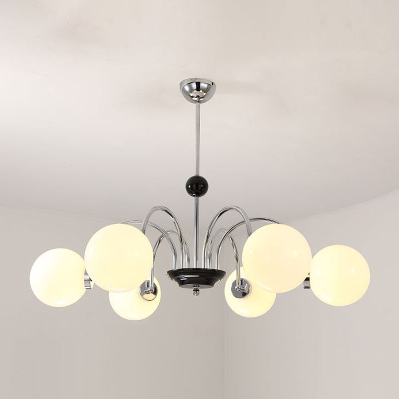 Vintage Simplicity Round Ceiling Chandelier Milk Glass Hanging Light for Living Room