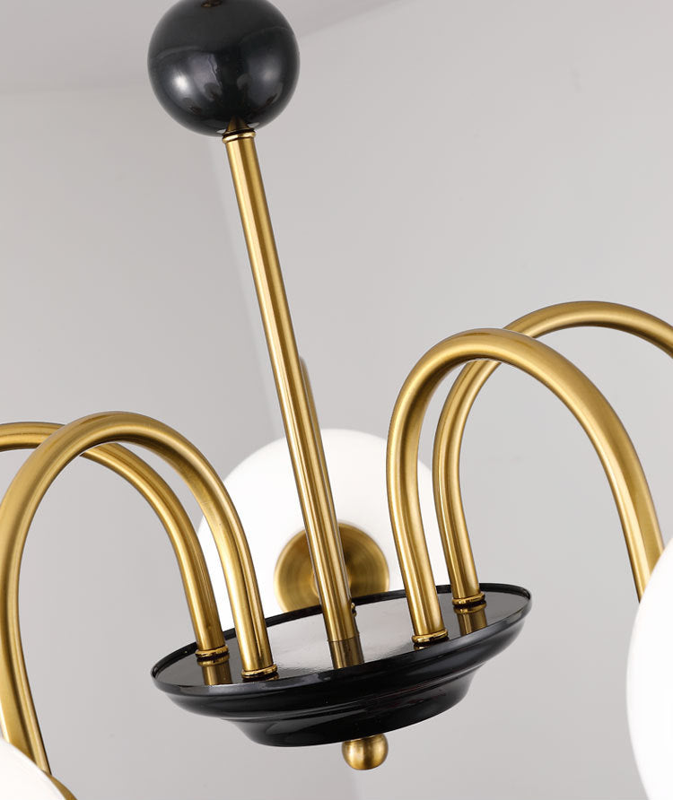 Vintage Simplicity Round Ceiling Chandelier Milk Glass Hanging Light for Living Room