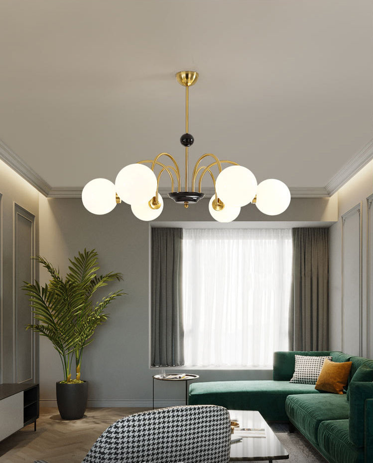 Vintage Simplicity Round Ceiling Chandelier Milk Glass Hanging Light for Living Room