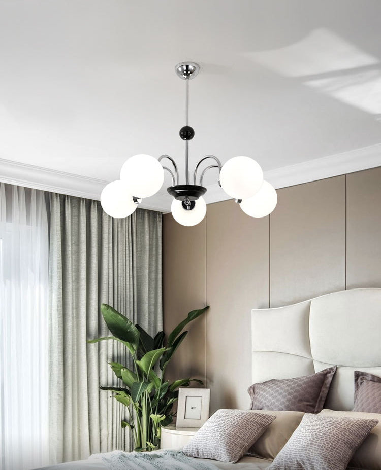 Vintage Simplicity Round Ceiling Chandelier Milk Glass Hanging Light for Living Room