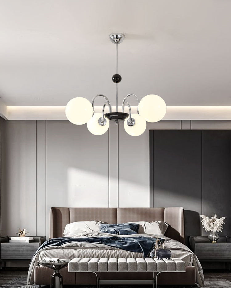 Vintage Simplicity Round Ceiling Chandelier Milk Glass Hanging Light for Living Room