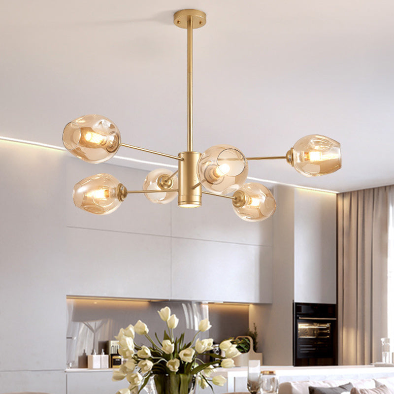 Luces de techo colgantes de vidrio de lámpara de Sputnik de lámpara moderna con cable colgante para sala de estar