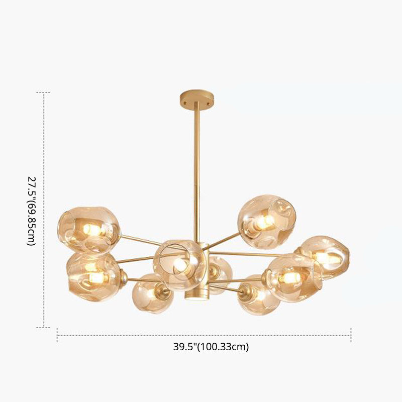 Luces de techo colgantes de vidrio de lámpara de Sputnik de lámpara moderna con cable colgante para sala de estar