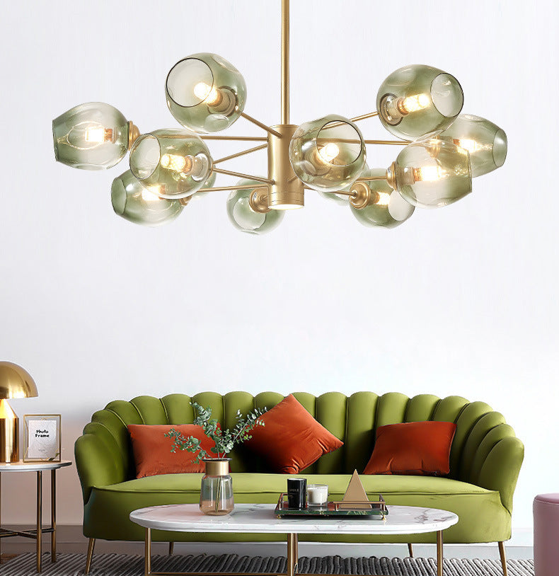 Luces de techo colgantes de vidrio de lámpara de Sputnik de lámpara moderna con cable colgante para sala de estar