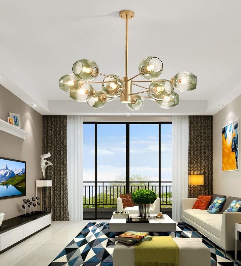 Luces de techo colgantes de vidrio de lámpara de Sputnik de lámpara moderna con cable colgante para sala de estar