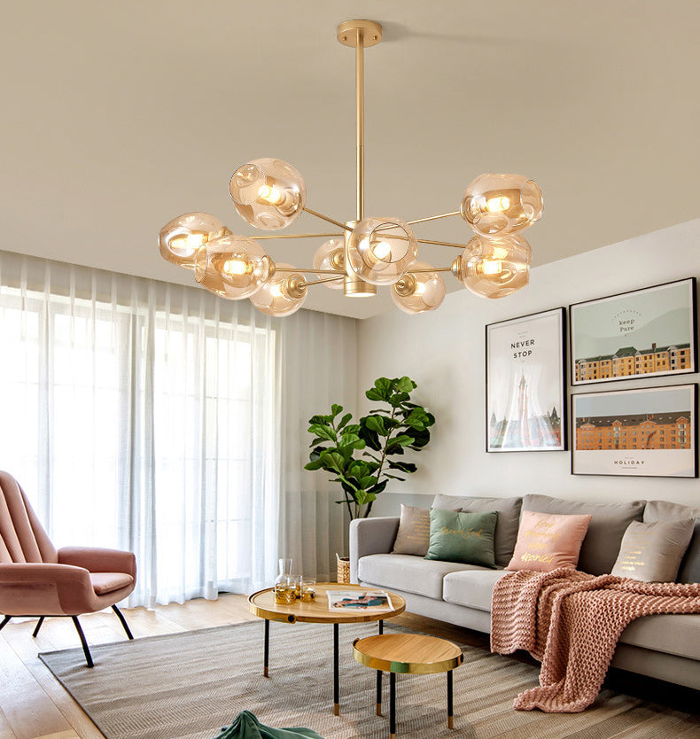 Luces de techo colgantes de vidrio de lámpara de Sputnik de lámpara moderna con cable colgante para sala de estar