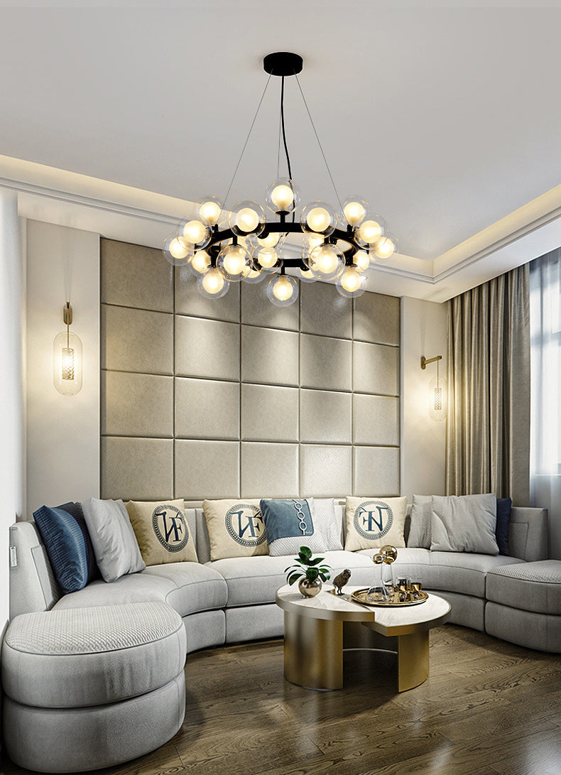 Contemporary Circular Chandelier Lights Glass Pendant Ceiling Lights for Living Room