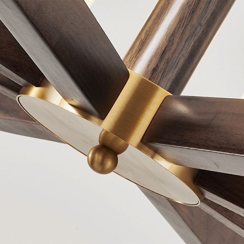 Contemporary Cylinder Chandelier Pendant Light Wood Suspension Pendant Light for Living Room