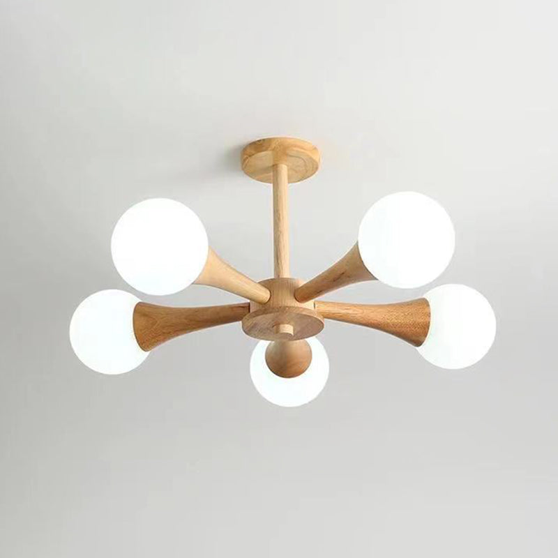 Ultra-Modern Sputnik appeso il lampadario sospensione in legno con cavo sospeso per soggiorno