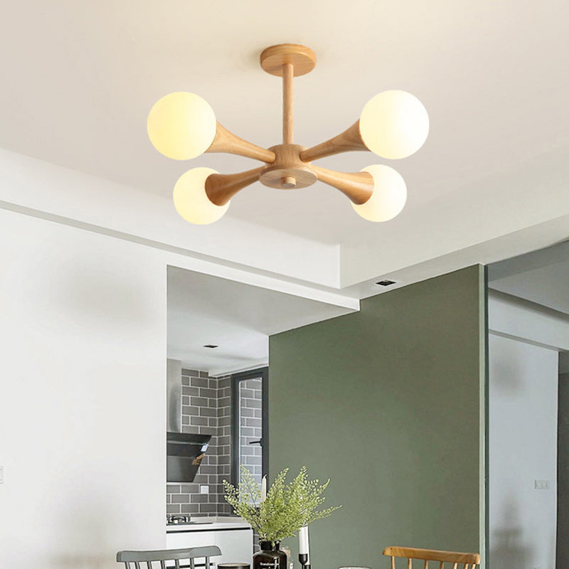 Ultra-Modern Sputnik appeso il lampadario sospensione in legno con cavo sospeso per soggiorno