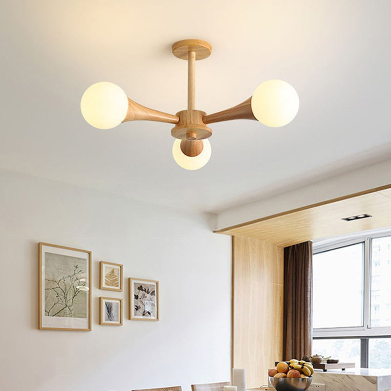 Ultra-Modern Sputnik appeso il lampadario sospensione in legno con cavo sospeso per soggiorno